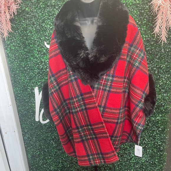 Jackets & Blazers - Black and Red Plaid cape